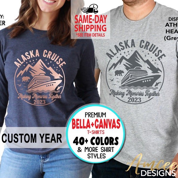 4058 - Alaska Cruise + CUSTOM Year, Cruise Ship shirts, Family Vacation, Sailing Tees, More Styles / Totes, Tanks, kids & Unisex Tees XS-4XL