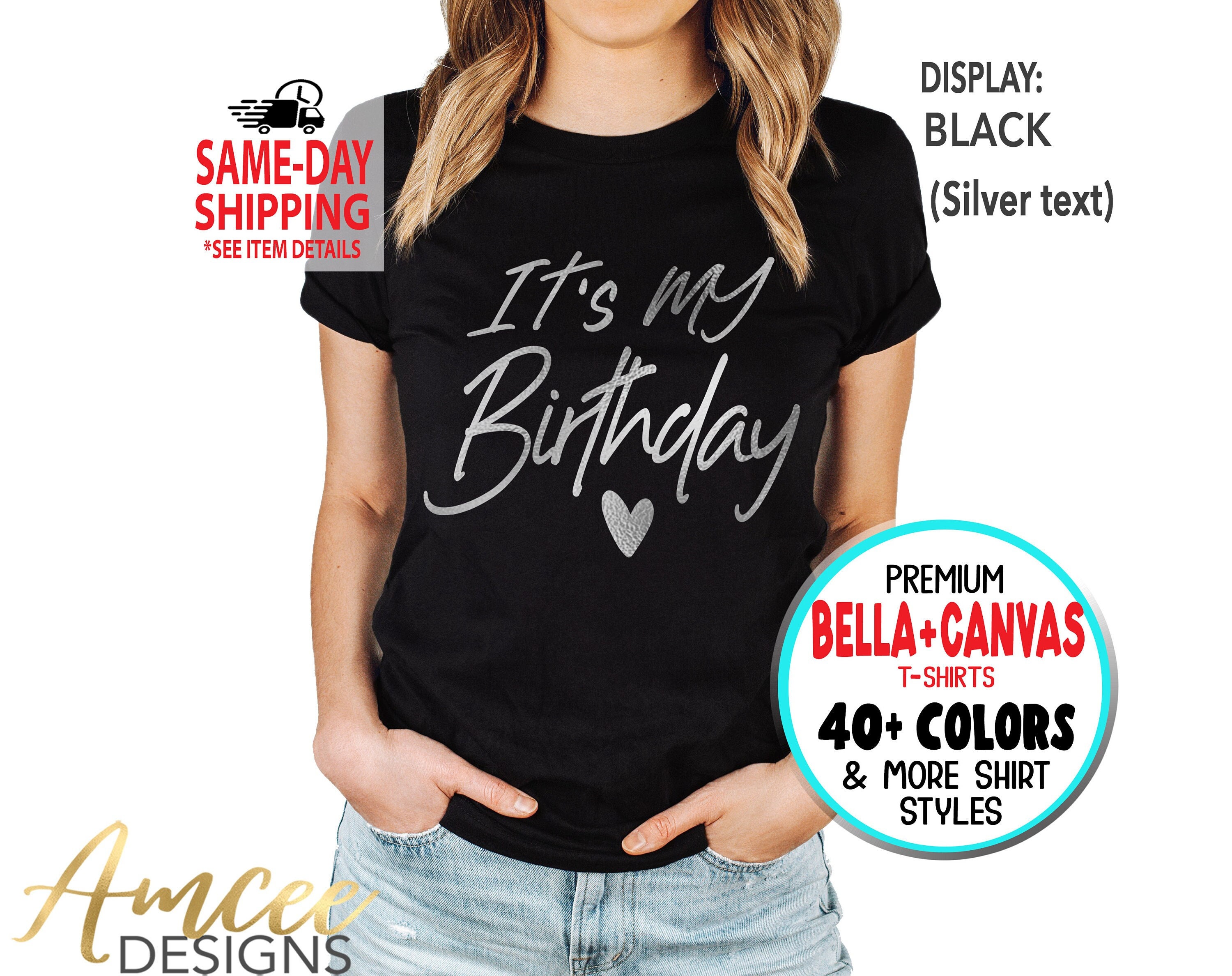 1095 - It's my birthday - SOLID heart, Birthday shirts, Party shirts, Birthday Gift, More styles/ Totes, Tanks, Kids  & Unisex Tees XS-4XL