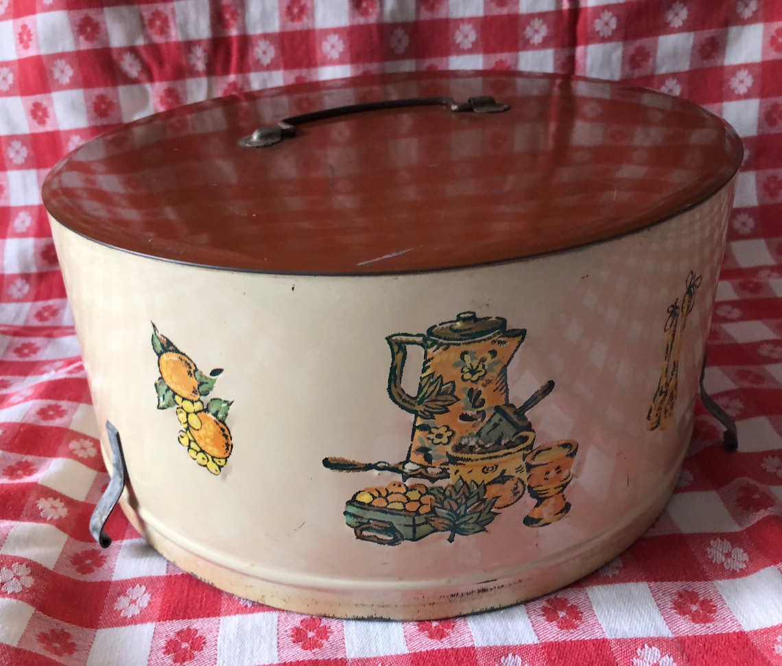Vintage Decoware Cake Carrier Metal Cake Tin Cake Carrier Etsy