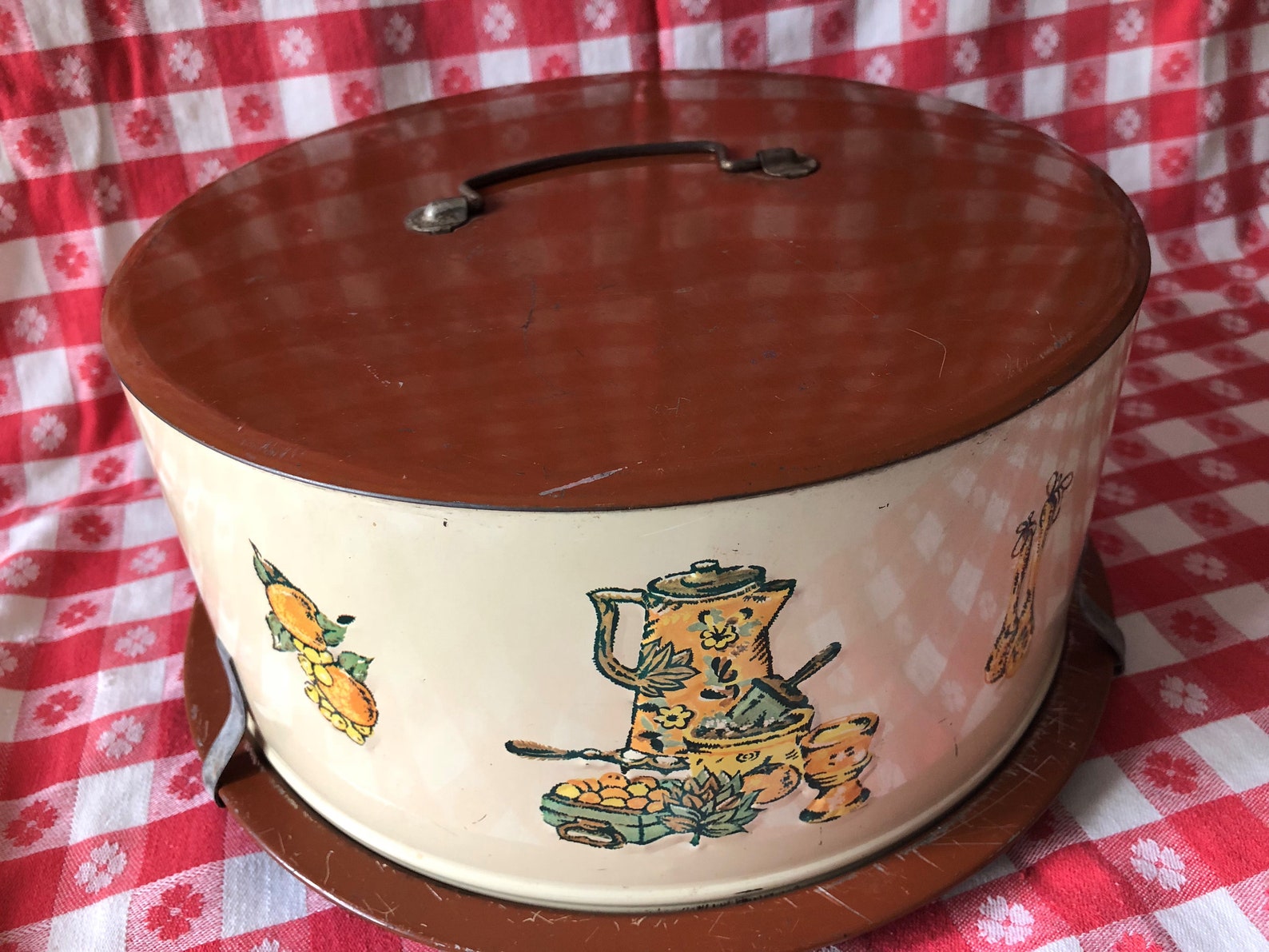 Vintage Decoware Cake Carrier Metal Cake Tin Cake Carrier Etsy