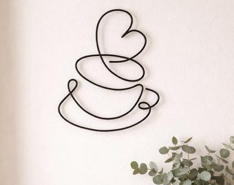 Handcrafted Wire Art Coffee Cup Wall Decor - Coffee Lover Gift
