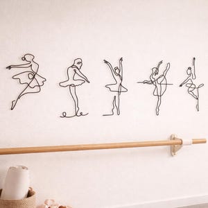 Ballet Wall Decor, Wire Ballerina Wall Art, Ballet Dancer Gift, Dance Studio Decor, Minimalist Ballet Sculpture, Ballet Lover Gift