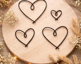 Wire Heart Wall Decor Set: Minimalist Metal Art, Modern Home Accents