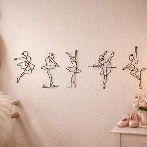 Ballet Wall Decor, Wire Ballerina Wall Art, Ballet Dancer Gift, Dance Studio Decor, Minimalist Ballet Sculpture, Ballet Lover Gift image 2