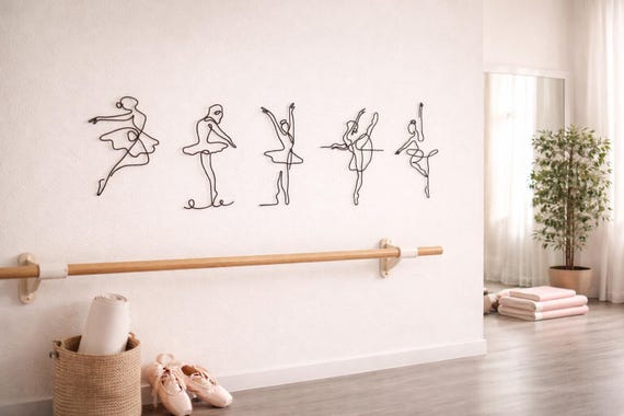 Ballet Wall Decor, Wire Ballerina Wall Art, Ballet Dancer Gift, Dance Studio Decor, Minimalist Ballet Sculpture, Ballet Lover Gift