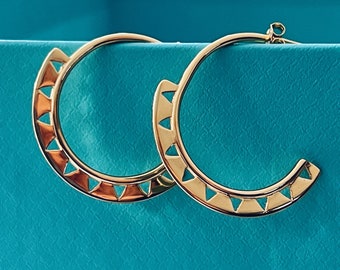 ADITI Sterling Silver Sun Geometric Hoop Earrings