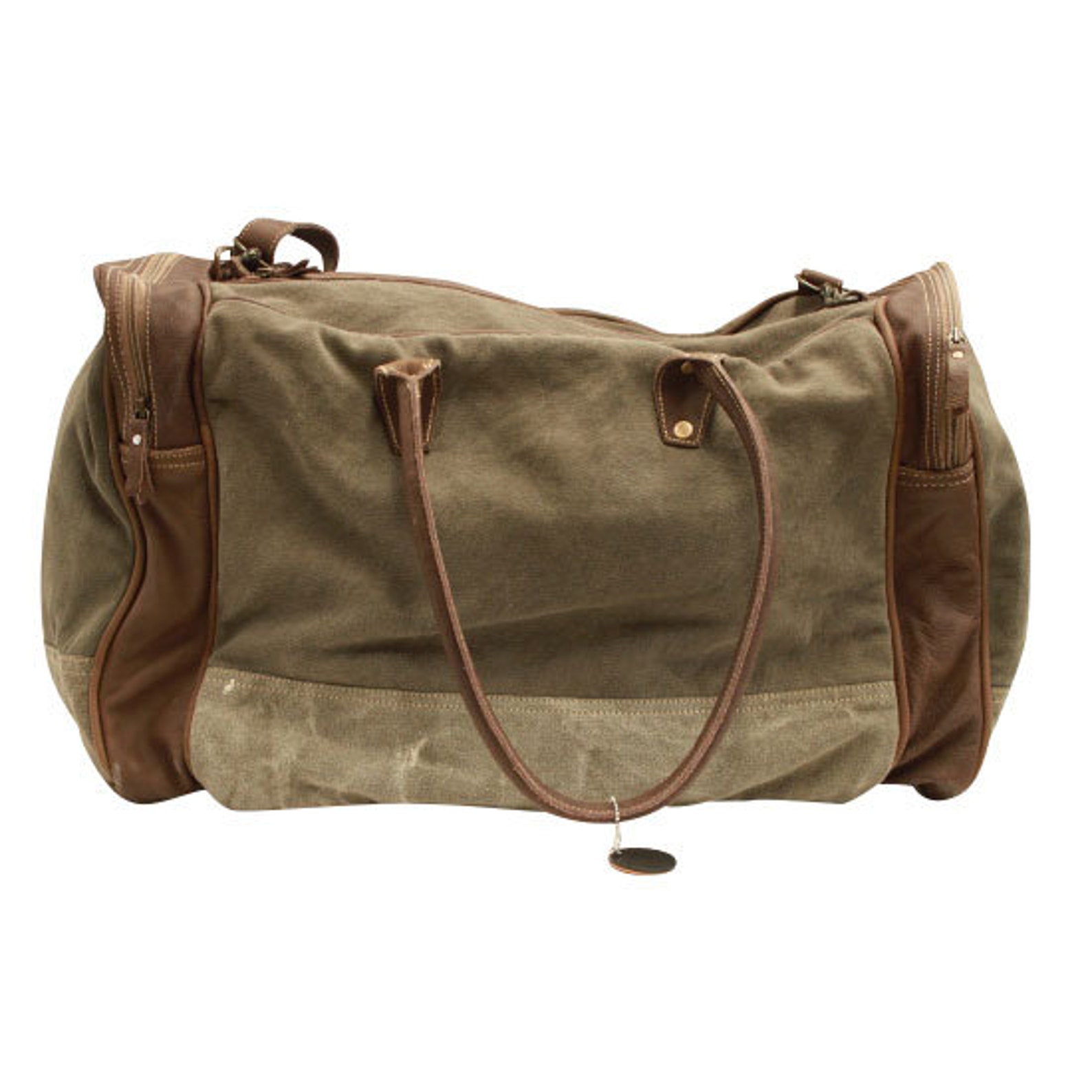 Canvas Duffle Bag With Leather Accents Etsy Australia