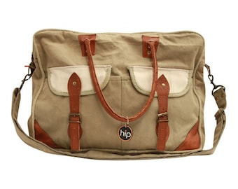 Canvas Messenger Bag with leather accents