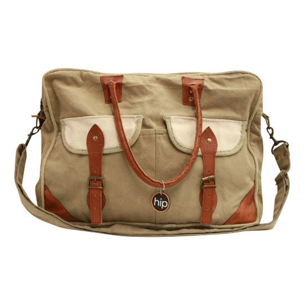 Canvas Messenger Bag with leather accents