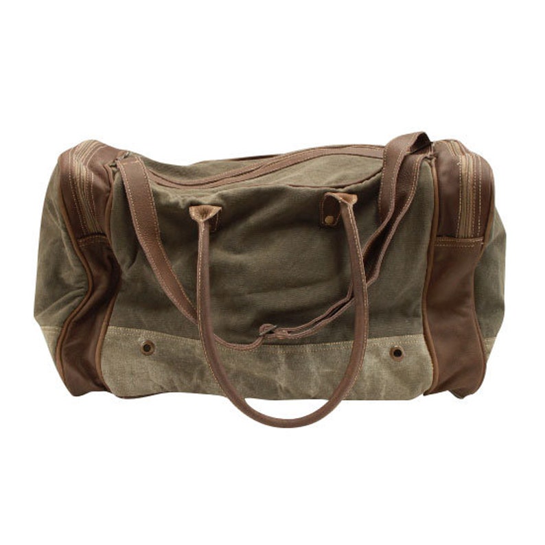Canvas Duffle Bag With Leather Accents Etsy Australia