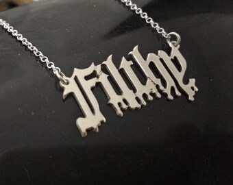 Old English name necklace gothic necklace gothic name necklace old english necklace with name