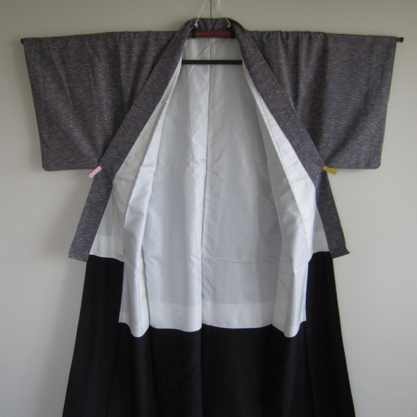 Vintage tsumugi kimono, pongee kimono, 148cm - Wabi sabi, wafuku - Kitsuke and decor - Fudangi - Authentic Japanese robe