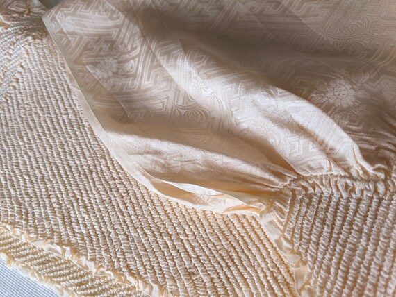 Damask silk shibori obiage for kimono - silk scar… - image 2