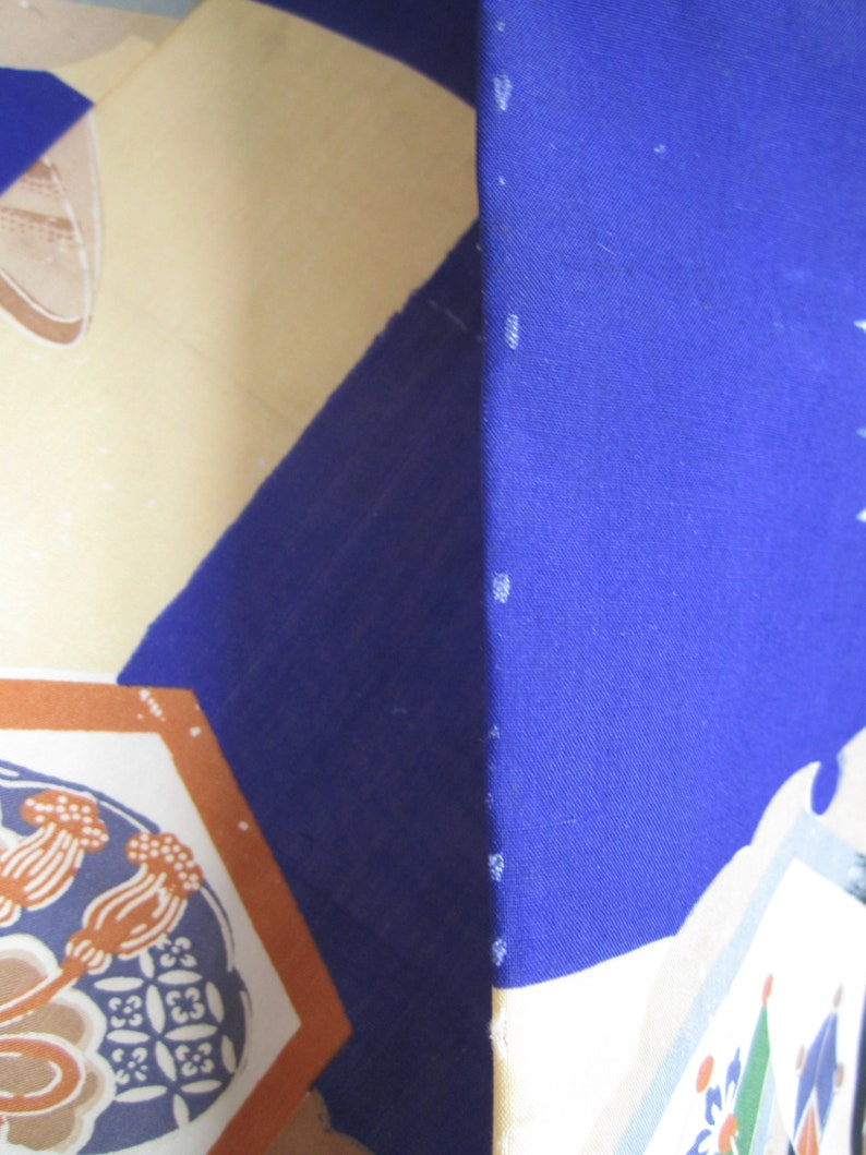 cranes and lucky boat motif Antique boy/'s kimono in mousseline silk Made in Japan for kitsuke or remake Japanese textile