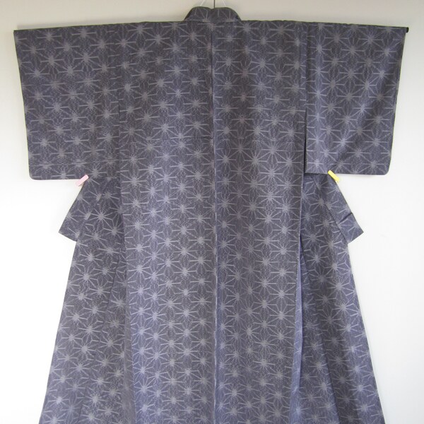 Vintage unlined woven kimono, asanoha pattern - Wabi sabi, wafuku - Kitsuke and decor - Fudangi - Authentic Japanese robe