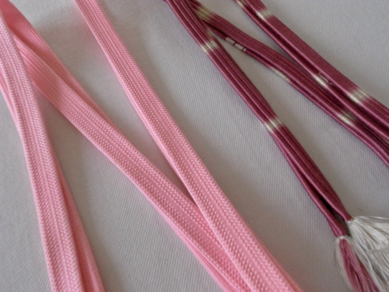 silk obijime Kitsuke obi fastener Set of 2 beautiful vintage silk obijime From Japan kimono accessory Beautiful colours