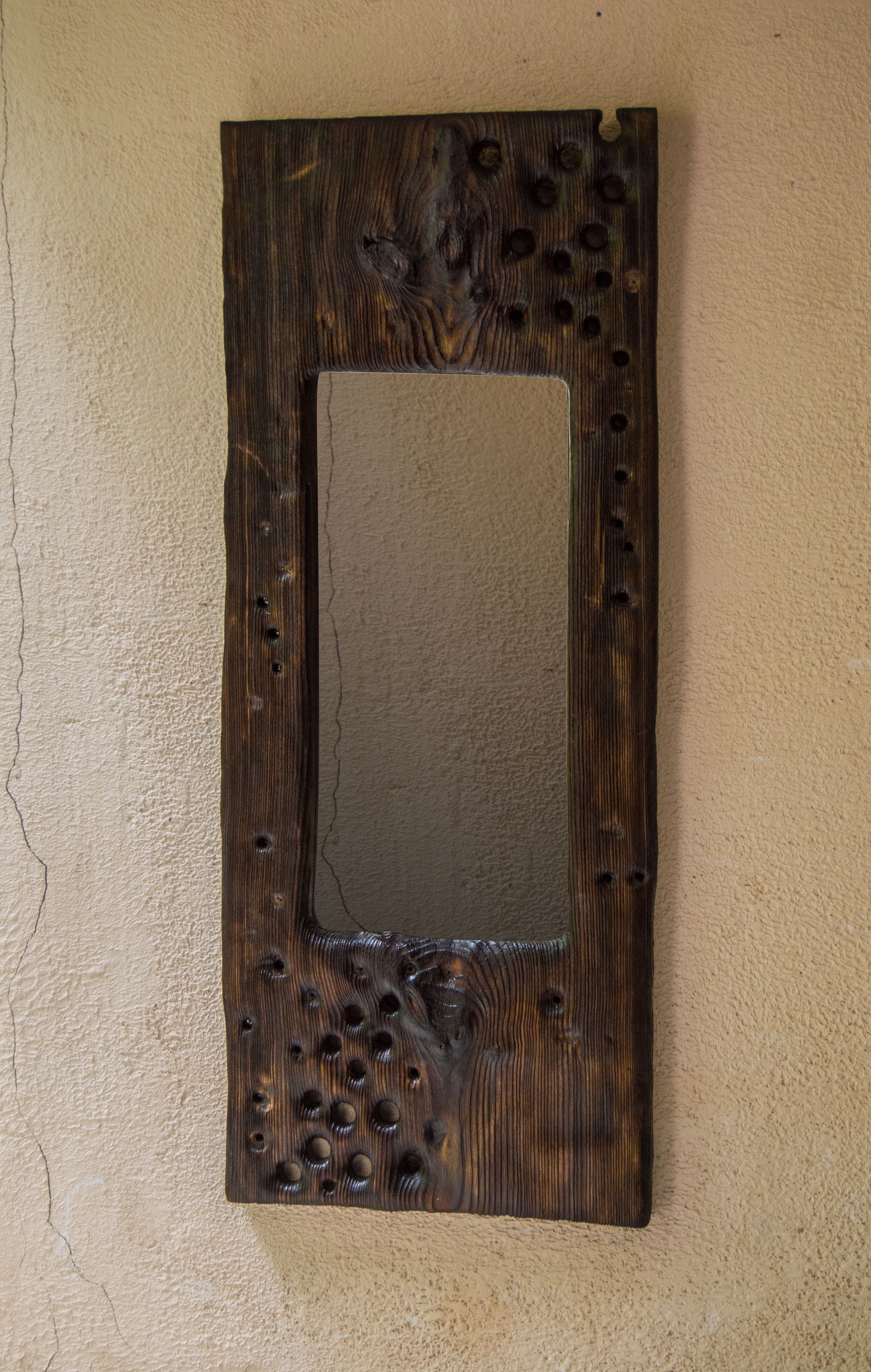 Hand Carved Wooden Frame Mirror Etsy