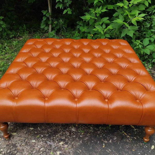 Leather Ottoman Etsy