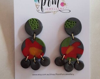 Handmade floral polymer clay earrings