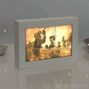 Pinocchio Decor - Pinocchio Shadow Box - Pinocchio Light Box - Pinocchio Decorations - Jiminy Cricket