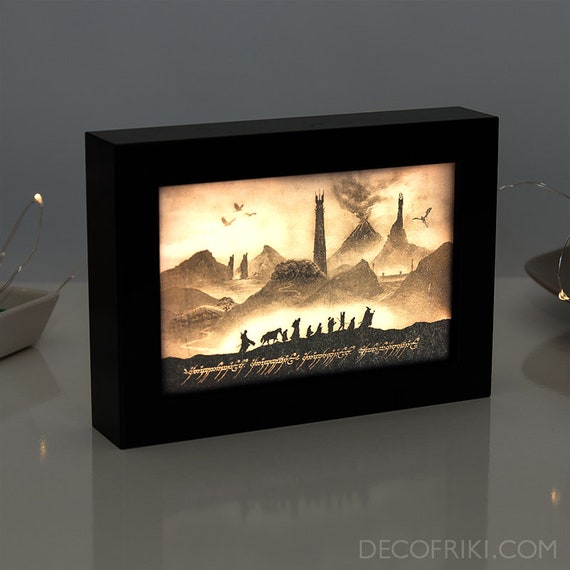 Lord of the Rings Shadow Box Lord of the Rings Decor Lord of the Rings Gift  Lord of the Rings Light Box Geek Shadow Box Geek Decor 