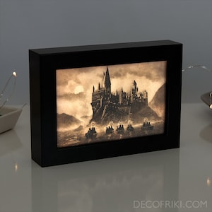 Wizardry School Shadow Box - Halloween Decor - Fantasy Shadow Box - Halloween Decorations - Fantasy Decor - Geek Light Box - Geek Gift