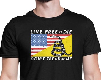 Live Free or Die Don&#39;t Tread on Me Shirt Libertarian Tee