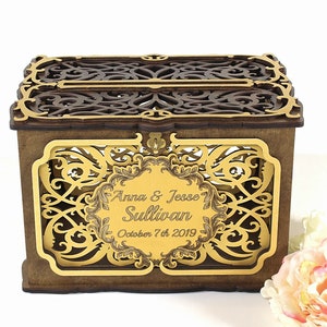 Unique Wedding Card Box With Slot With Lock, Personalized Wedding Card Holder, Wedding Post Box, Wedding Money Box, Wishing Well Card Box