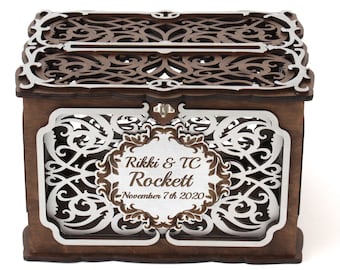 Wedding Wishing Well Box, Personalized Card Box, Wedding Money Envelopes Box, Wedding Gift, Handmade Gifts