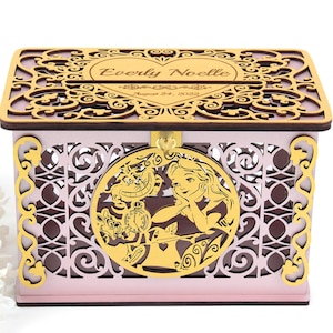 Quinceanera Card Box with Lock, Alice in Wonderland Wedding Money Envelopes Box, Wedding Greetings and Well Wishes, Sweet Sixteen Party