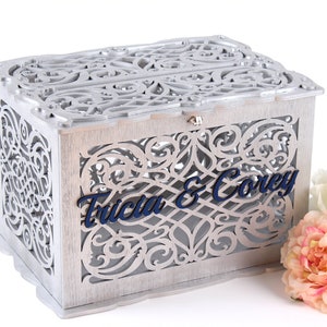 Wedding Card Box with Lock Personalized Quinceanera Monetary Gift Box Sweet 15th Cards Holder Well Wishes and Money Envelopes