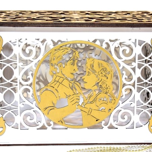 Wedding Card Box, Wedding Box Rapunzel and Flynn With Lock and Slot, Wedding Card Holder, Money Envelope Box, Wedding Gift, Handmade Gifts