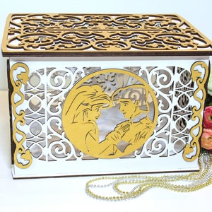 Wedding Card Box Wedding Money Box, Mermaid  With Lock and Slot, Wedding Card Holder, Money Envelope Box, Wedding Gift, Handmade Gifts