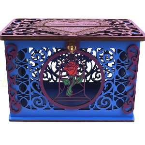 Enchanted Rose Wedding Card Box Beauty Beast, Wedding Post Wishes Well, Sweet 16 Money Gift Envelopes Holder
