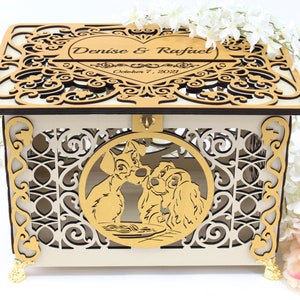 Lady Tramp Wedding Card Box, Decor, Post, Monetary Gift, Wedding Envelopes Holder, Bridal Shower, Quinceanera, Money Box image 1