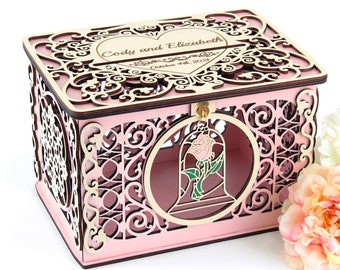 Beauty Wedding Card Box, the Beast Rose Wedding Envelopes, Old Tale Wishing Well Box