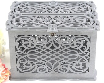 Wedding Card Box Personalized Handmade Wooden Money Gift Holder for Wedding Reception Decoration
