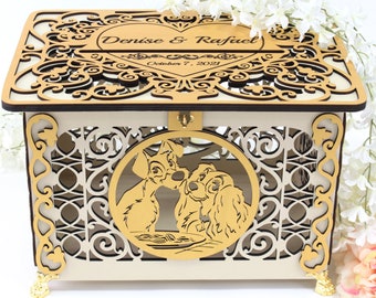 Lady Tramp Wedding Card Box, Decor, Post, Monetary Gift, Wedding Envelopes Holder, Bridal Shower, Quinceanera, Money Box