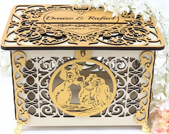 Lady Tramp Wedding Card Box, Decor, Post, Monetary Gift, Wedding Envelopes Holder, Bridal Shower, Quinceanera, Money Box