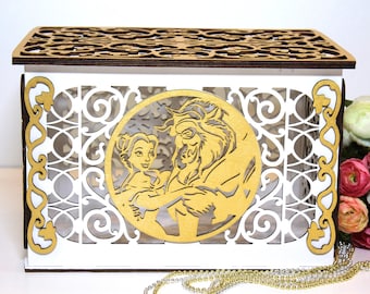 Wedding Card Box the Beast With Lock Slot, Princess Beauty Wedding Money Box, Wedding Card Holder, Money Envelope Box Wedding Decor