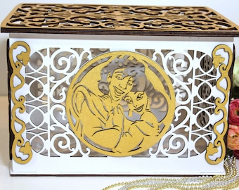 Aladdin Wedding Card Box Oriental Fairy Tale Wedding Money Box, Jasmine Wedding Card Holder Money Envelopes Wedding Gift