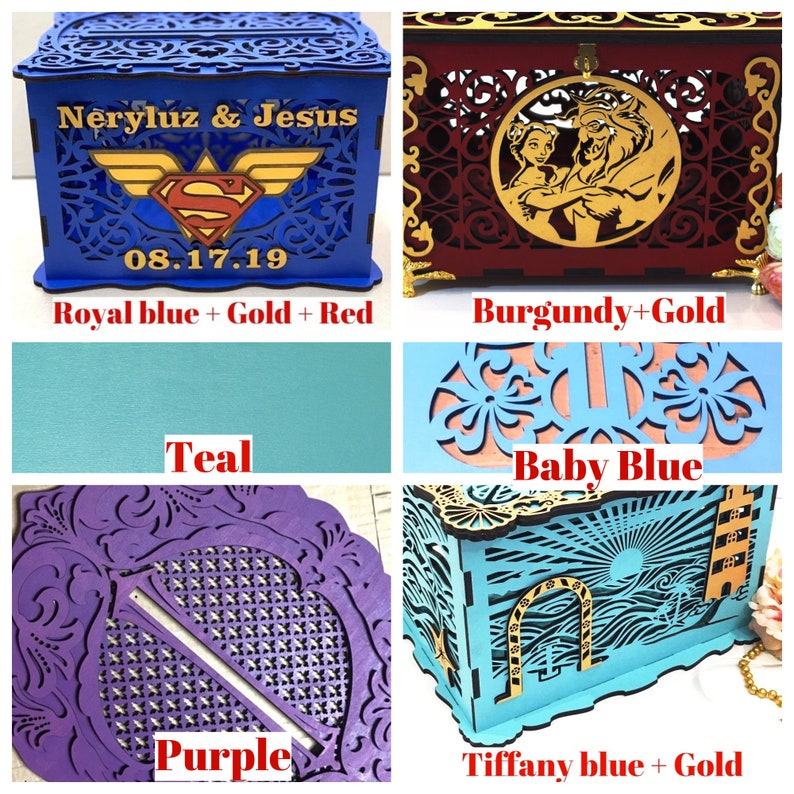 Lady Tramp Wedding Card Box, Decor, Post, Monetary Gift, Wedding Envelopes Holder, Bridal Shower, Quinceanera, Money Box image 10