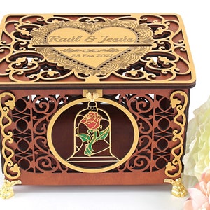 Beauty Rose Wedding Card Box, Monetary Gift, Beast Wedding Post, Money Envelopes Holder