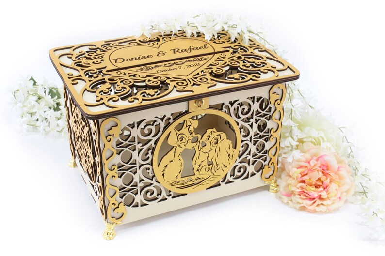 Lady Tramp Wedding Card Box, Decor, Post, Monetary Gift, Wedding Envelopes Holder, Bridal Shower, Quinceanera, Money Box image 2