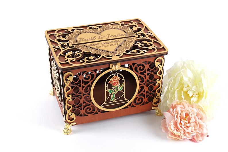 Beauty Rose Wedding Card Box Gift Beast Wedding Etsy