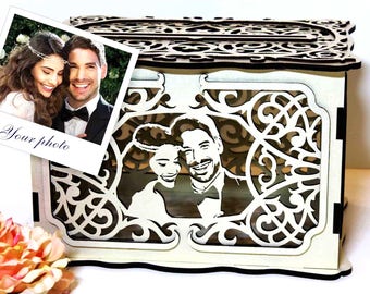 Wedding Card Box With Lock With Slot Custom Couple Portrait Personalized, Wedding Money Box  Wedding Card Holder Wedding Bank, Wedding Gift