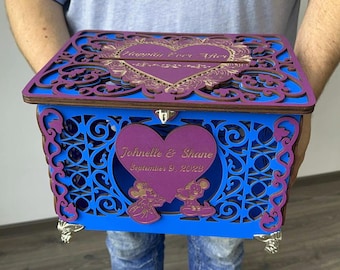 Mouse Wedding Card Box, Cartoon Themed Wedding Money Box, Couple Mouse Cards Holder for Sweet 16-th Party Decorations, Wedding Reception