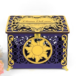 Rapunzel Sun Wedding Card Box, Tangled Sun Party Decor, Princess Quinceanera Money Box with Slot, Birthday Wishes Box, Quinceañera Gift Box