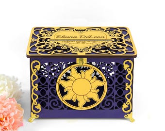 Rapunzel Sun Wedding Card Box, Tangled Sun Party Decor, Princess Quinceanera Money Box with Slot, Birthday Wishes Box, Quinceañera Gift Box