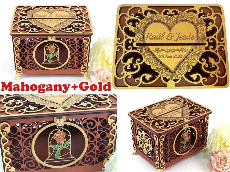 Beauty Rose Wedding Card Box Gift Beast Wedding Etsy